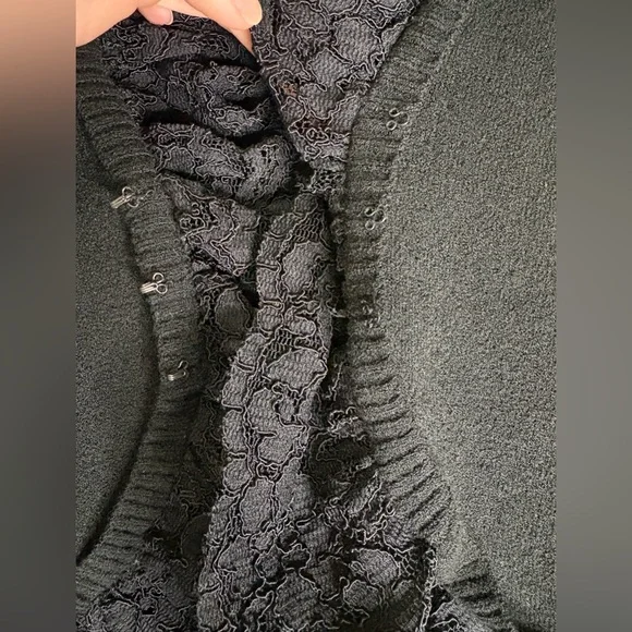 INC International Concepts Lace Trim Black Cardigan - Picture 6 of 9